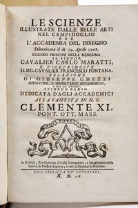 Accademia di San Luca : Le scienze illustrate dalle belle arti nel Campidoglio per lAccademia del disegno...In Roma, Per Gaetano Zenobj Stampatore, e Intagliatore della Santit di Nostro Signore, avanti al Seminario Romano, (1708)  - Asta Libri Antichi e Rari. Incisioni - Associazione Nazionale - Case d'Asta italiane