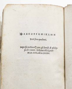 Erodiano Historia d'Herodiano dello imperio dopo Marco tradotta in lingua toscana e con diligenza stampata... Firenze, eredi di Filippo Giunta, 1522  - Asta Libri Antichi e Rari. Incisioni - Associazione Nazionale - Case d'Asta italiane