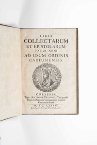 Religione-legatura Liber collectarum et epistolarum totius anni, ad usum ordinis cartusiensis... Correriae, Typis Antonij Fremon, 1686  - Asta Libri Antichi e Rari. Incisioni - Associazione Nazionale - Case d'Asta italiane