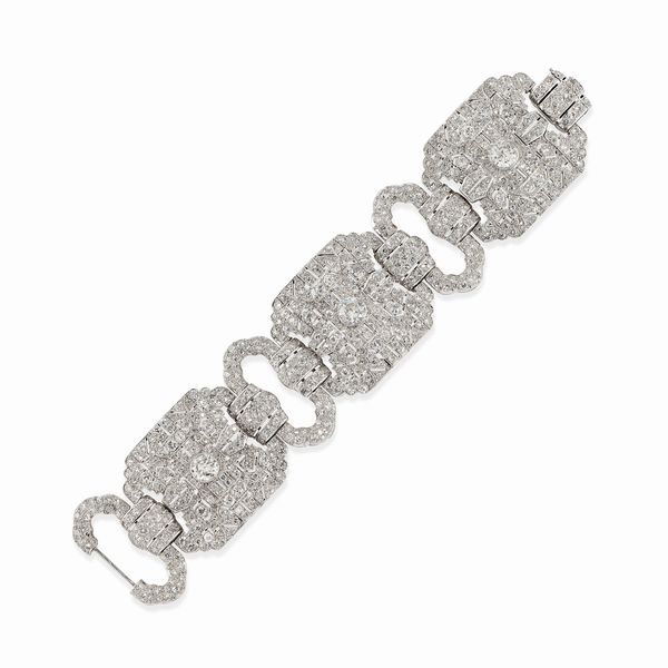 Importante bracciale in platino e diamanti, 1930 circa  - Asta Gioielli - Associazione Nazionale - Case d'Asta italiane