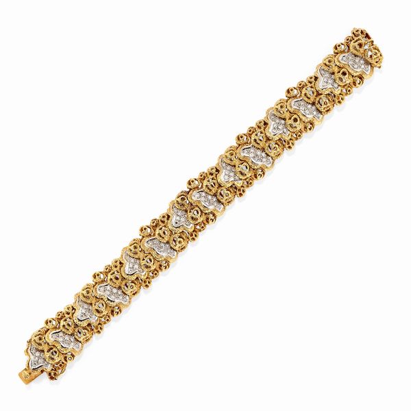 Bracciale in oro bicolore 18k e diamanti  - Asta Gioielli - Associazione Nazionale - Case d'Asta italiane