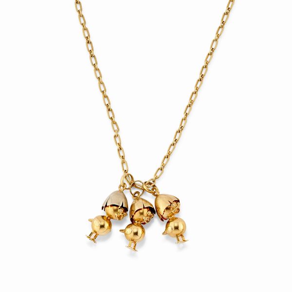 Collana con pendenti in oro giallo 18k  - Asta Gioielli - Associazione Nazionale - Case d'Asta italiane