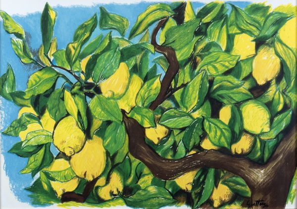 Renato Guttuso : Limoni  - Asta Grafica internazionale e multipli d'autore - Associazione Nazionale - Case d'Asta italiane