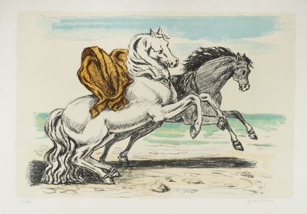 Giorgio de Chirico : Cavalli sulla spiaggia  - Asta Grafica internazionale e multipli d'autore - Associazione Nazionale - Case d'Asta italiane