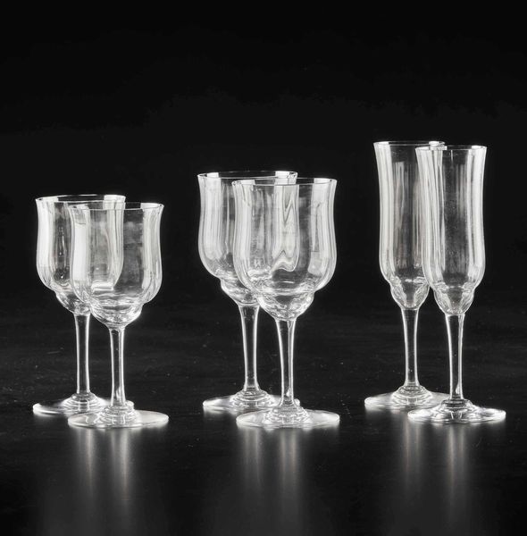 Servizio di calici Capri<BR>Francia, Manifattura Baccarat, XX secolo<BR>  - Asta L'art de la table - Associazione Nazionale - Case d'Asta italiane