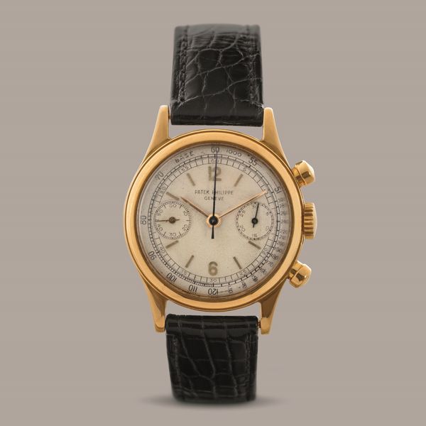 PATEK PHILIPPE - Rarissimo Tasti Tondi ref 1463 in oro giallo 18k con indici Index e numeri Arabi, due contatori quadrante Argent Gren.  - Asta Orologio da polso e da tasca  - Associazione Nazionale - Case d'Asta italiane