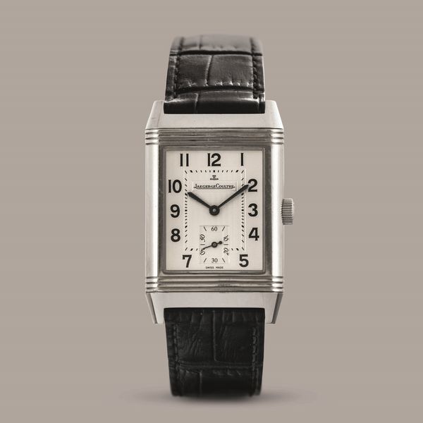 JAEGER LECOULTRE - Reverso Grand Taille in acciaio, quadrante bianco con numeri Arabi, movimento a carica manuale secondi al sei  - Asta Orologio da polso e da tasca  - Associazione Nazionale - Case d'Asta italiane