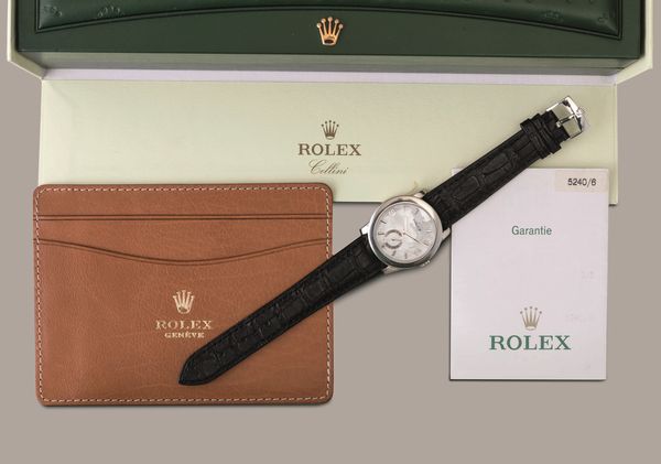 ROLEX - Cellini ref 5240 NOS, in platino con quadrante in madreperla, numeri arabi e secondi al sei, mai indossato corredato da scatola e garanzia  - Asta Orologio da polso e da tasca  - Associazione Nazionale - Case d'Asta italiane