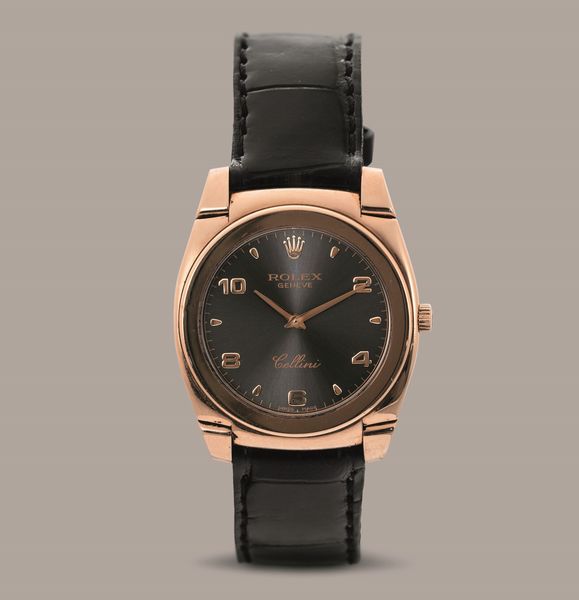 ROLEX - Cellini ref 5330/5 in oro rosa 18k solo tempo quadrante ardesia con numeri Arabi applicati, fondello a pressione e carica manuale  - Asta Orologio da polso e da tasca  - Associazione Nazionale - Case d'Asta italiane