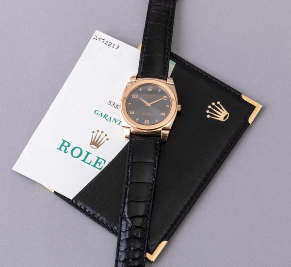 ROLEX - Cellini ref 5330/5 in oro rosa 18k solo tempo quadrante ardesia con numeri Arabi applicati, fondello a pressione e carica manuale  - Asta Orologio da polso e da tasca  - Associazione Nazionale - Case d'Asta italiane