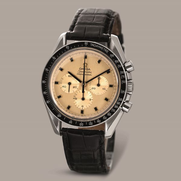 OMEGA - Speedmaster 145.022 cronografo professionale a carica manuale, tre contatori, cassa in acciaio e quadrante in oro con indici in Onice  - Asta Orologio da polso e da tasca  - Associazione Nazionale - Case d'Asta italiane