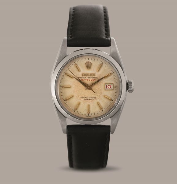 ROLEX - Datejust Scritta Rossa ref 6304 in acciaio, quadrante Argent fan con indici a daga, fondello a vite  - Asta Orologio da polso e da tasca  - Associazione Nazionale - Case d'Asta italiane