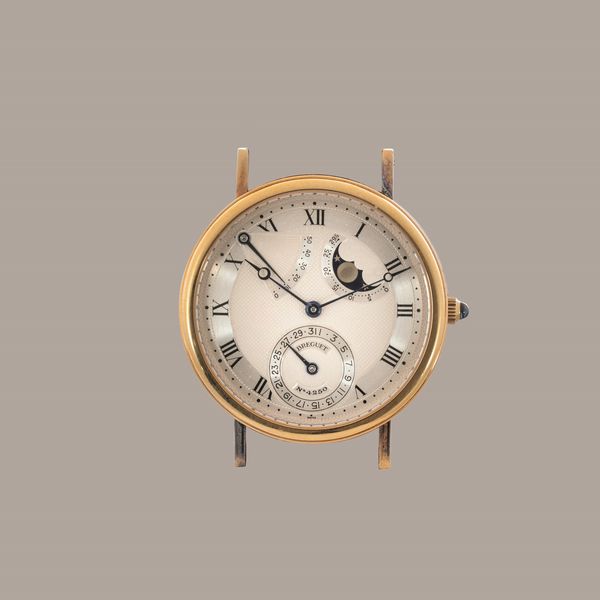 BREGUET - Classique Reserve de Marche, ref 3137BA in oro giallo 18k, carica automatica con fondello a vista e massa oscillante cesellata, fasi lunari e calendario.  - Asta Orologio da polso e da tasca  - Associazione Nazionale - Case d'Asta italiane