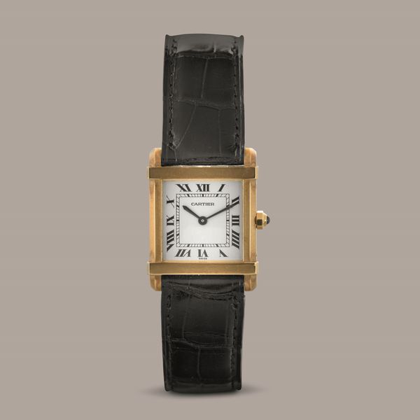 CARTIER - Tank Chinoise in oro giallo 18k, quadrante bianco con numeri Romani, movimento al quarzo, con scatola e garanzia  - Asta Orologio da polso e da tasca  - Associazione Nazionale - Case d'Asta italiane