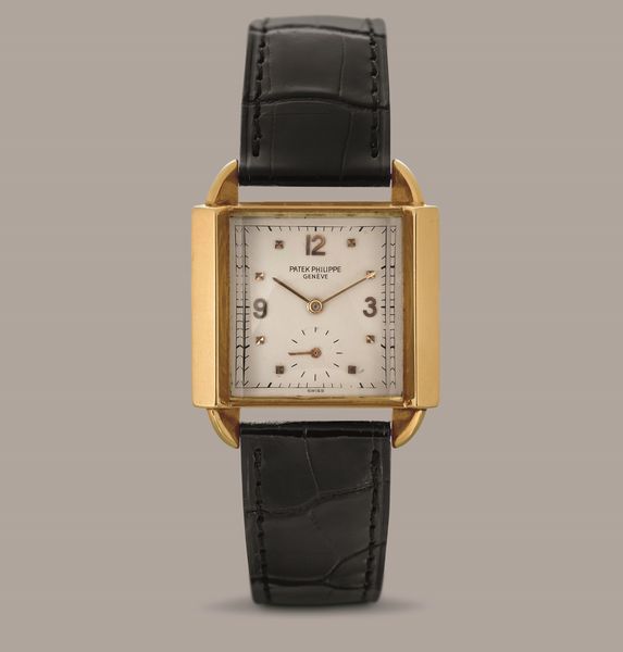 PATEK PHILIPPE - Lucchettone ref 2425 in oro giallo 18k, con quadrante Argent, piccoli secondi e carica manuale  - Asta Orologio da polso e da tasca  - Associazione Nazionale - Case d'Asta italiane