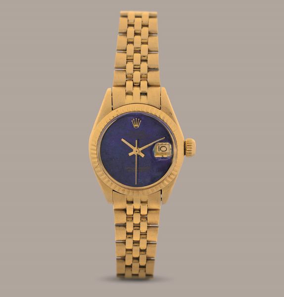 ROLEX - Oyster Perpetual Datejust Lady ref 6917 in oro giallo 18k, quadrante in Lapis Lazuli, bracciale Jubilee, movimento automatico<BR>  - Asta Orologio da polso e da tasca  - Associazione Nazionale - Case d'Asta italiane