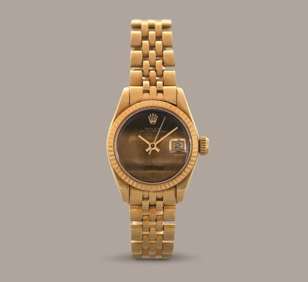 ROLEX - Oyster Perpetual Datejust Lady ref 6917 in oro giallo 18k, quadrante Occhio di Tigre, bracciale Jubilee,  - Asta Orologio da polso e da tasca  - Associazione Nazionale - Case d'Asta italiane