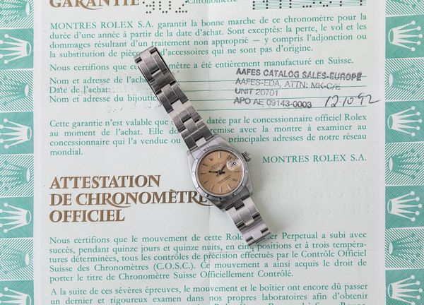 ROLEX - Oyster Perpetual Date ref 69190 in acciaio, quadrante ocra soleil indici applicati in acciaio con ghiera graduata, bracciale Oyster movimento automatico con Garanzia originale  - Asta Orologio da polso e da tasca  - Associazione Nazionale - Case d'Asta italiane