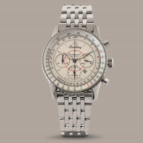 BREITLING - Navitimer Montbrilliant A41030, cronografo tre contatori com datario, tasti a pompa ghiera girevole, bracciale Pilot movimento automatico  - Asta Orologio da polso e da tasca  - Associazione Nazionale - Case d'Asta italiane