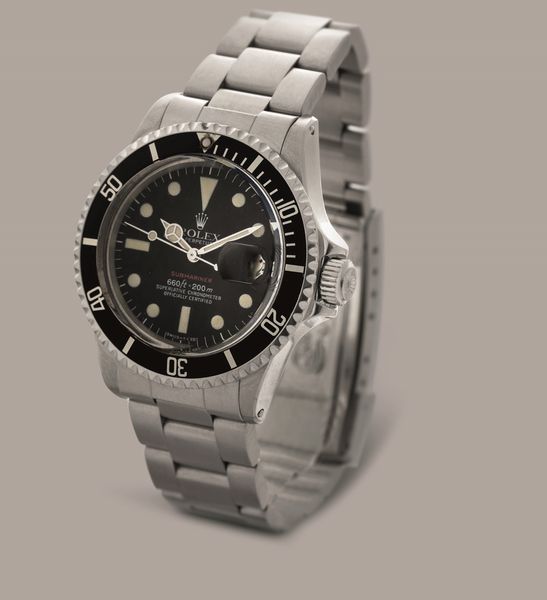 ROLEX - Submariner ref 1680 Scritta Rossa in acciaio, quadrante nero opaco pallettoni, datario e ghiera girevole, bracciale Oyster, Mark VI.  - Asta Orologio da polso e da tasca  - Associazione Nazionale - Case d'Asta italiane