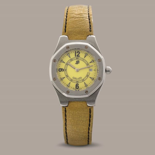 AUDEMARS PIGUET - Royal Oak Golazo Lady in acciaio, quadrante giallo personalizzato e incisione sulla carrure, movimento al quarzo  - Asta Orologio da polso e da tasca  - Associazione Nazionale - Case d'Asta italiane