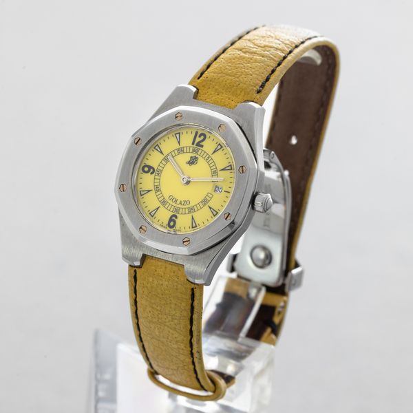 AUDEMARS PIGUET - Royal Oak Golazo Lady in acciaio, quadrante giallo personalizzato e incisione sulla carrure, movimento al quarzo  - Asta Orologio da polso e da tasca  - Associazione Nazionale - Case d'Asta italiane