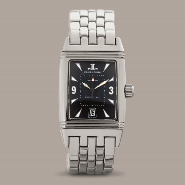 JAEGER LECOULTRE - Reverso Grand Sport impermeabile in acciaio, quadrante nero con numeri Arabi datario al sei movimento automatico  - Asta Orologio da polso e da tasca  - Associazione Nazionale - Case d'Asta italiane