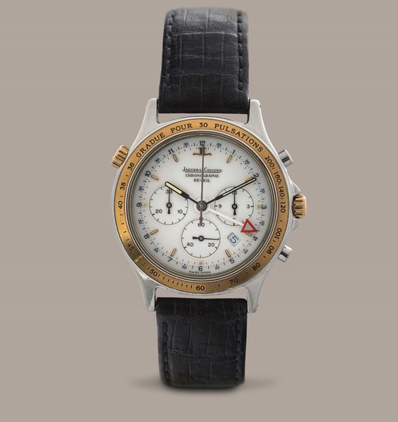 JAEGER-LECOULTRE - Reveil Heraion acciaio e oro quadrante bianco tre contatori con datario, movimento elettromeccanico e ghiera pulsometrica  - Asta Orologio da polso e da tasca  - Associazione Nazionale - Case d'Asta italiane