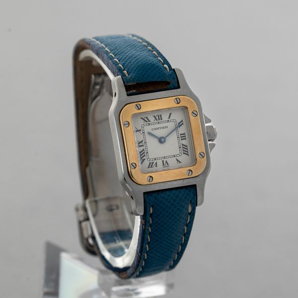 CARTIER - Santos acciaio e oro con cinturino in pelle e deployante, quadrante Argent numeri Romani, movimento al quarzo  - Asta Orologio da polso e da tasca  - Associazione Nazionale - Case d'Asta italiane