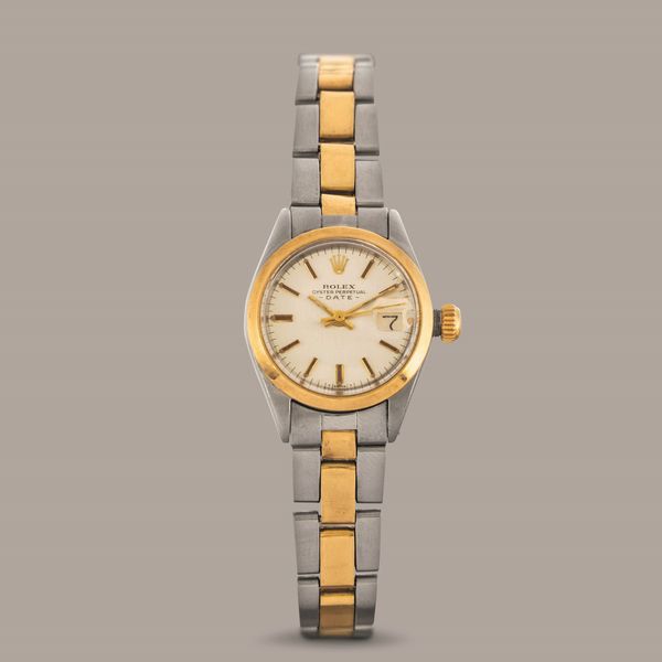 ROLEX - Oyster Perpetual Date ref 6916 acciaio e oro, quadrante Argent con indici applicati e finestrella della data, movimento automatico e fondello a vite  - Asta Orologio da polso e da tasca  - Associazione Nazionale - Case d'Asta italiane