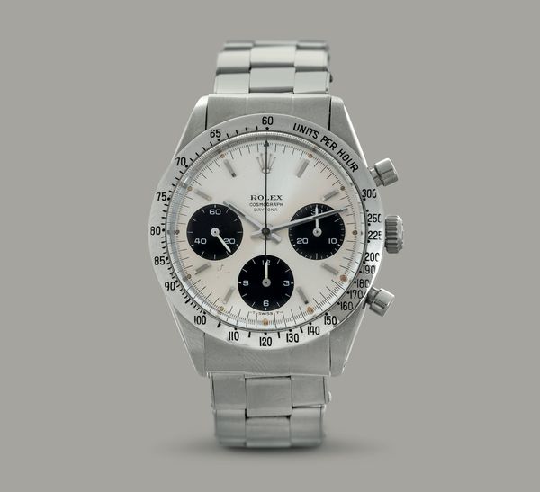 ROLEX - Cosmograph Daytona ref 6239 in acciaio Daytona Piccola in acciaio con ghiera tachimetrica, contatori neri a contrasto su quadrante Argent e bracciale rivettato, carica manuale  - Asta Orologio da polso e da tasca  - Associazione Nazionale - Case d'Asta italiane