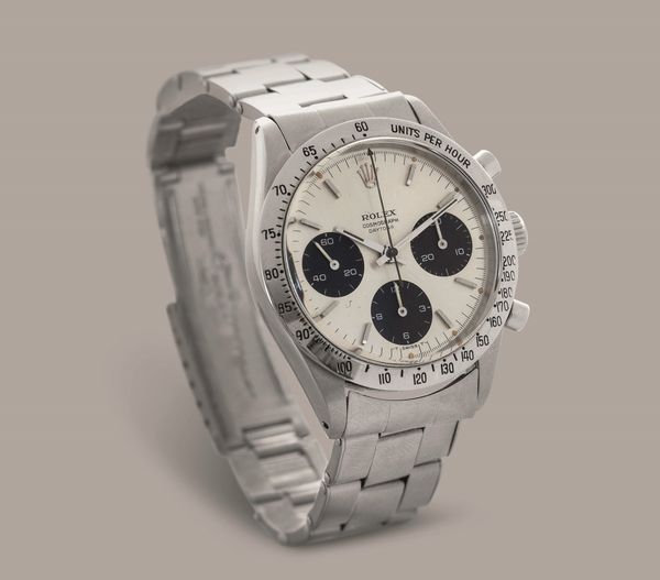 ROLEX - Cosmograph Daytona ref 6239 in acciaio Daytona Piccola in acciaio con ghiera tachimetrica, contatori neri a contrasto su quadrante Argent e bracciale rivettato, carica manuale  - Asta Orologio da polso e da tasca  - Associazione Nazionale - Case d'Asta italiane