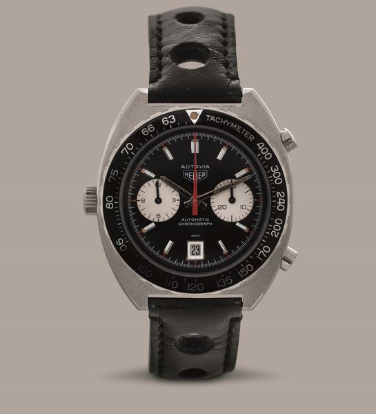 HEUER - Autavia Viceroy ref 11630, cronografo con cassa tonneau in acciaio, quadrante nero due contatori bianchi e datario, movimento automatico  - Asta Orologio da polso e da tasca  - Associazione Nazionale - Case d'Asta italiane