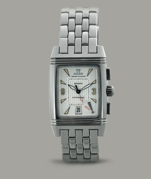 JEAGER LECOULTRE - Reverso Grand Sport Chrono in acciaio impermeabile reversibile con doppio quadrante bianco e bracciale in acciaio  - Asta Orologio da polso e da tasca  - Associazione Nazionale - Case d'Asta italiane