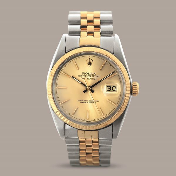 ROLEX - Datejust ref 16013 acciaio e oro Jubilee, quadrante Champagne con indici a bastone e datario, ghiera zigrinata con movimento automatico  - Asta Orologio da polso e da tasca  - Associazione Nazionale - Case d'Asta italiane