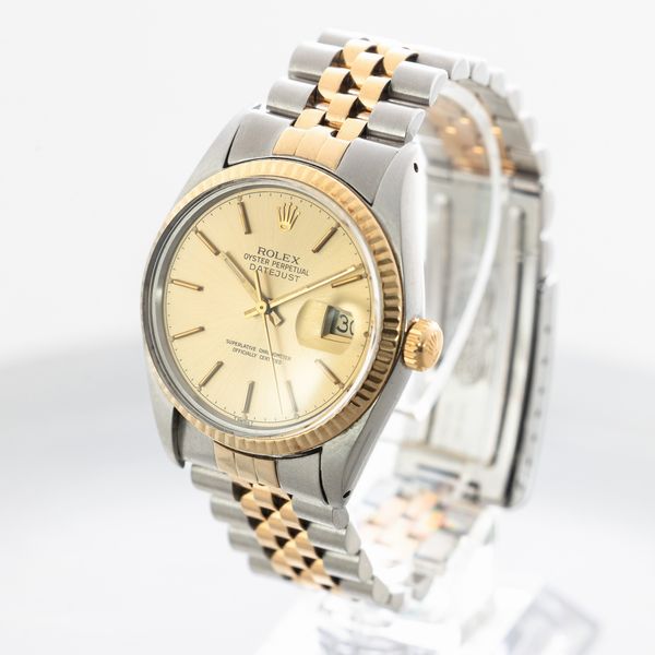 ROLEX - Datejust ref 16013 acciaio e oro Jubilee, quadrante Champagne con indici a bastone e datario, ghiera zigrinata con movimento automatico  - Asta Orologio da polso e da tasca  - Associazione Nazionale - Case d'Asta italiane