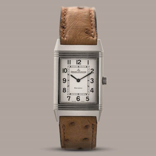 JAEGER LECOULTRE - Reverso in acciaio quadrante Argent con numeri Arabi, movimento al quarzo con chiusura deployante scatola e garanzia  - Asta Orologio da polso e da tasca  - Associazione Nazionale - Case d'Asta italiane