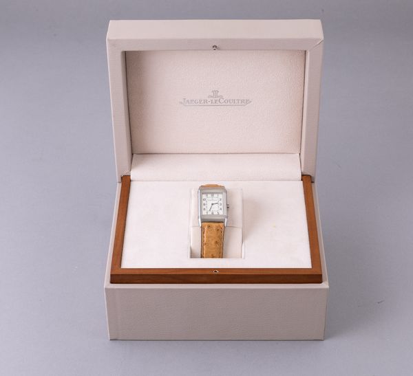 JAEGER LECOULTRE - Reverso in acciaio quadrante Argent con numeri Arabi, movimento al quarzo con chiusura deployante scatola e garanzia  - Asta Orologio da polso e da tasca  - Associazione Nazionale - Case d'Asta italiane