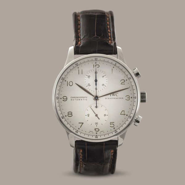 IWC - Portoghese ref 3714 in oro bianco 18k, cronografo due contatori verticali, quadrante Argent con numeri Arabi con scatola e garanzia  - Asta Orologio da polso e da tasca  - Associazione Nazionale - Case d'Asta italiane