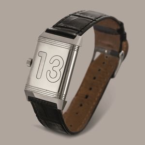 JAEGER LECOULTRE - Reverso Grand Taille in acciaio, quadrante bianco con numeri Arabi, movimento a carica manuale secondi al sei  - Asta Orologio da polso e da tasca  - Associazione Nazionale - Case d'Asta italiane