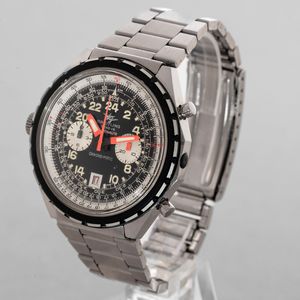 BREITLING - Cosmonaute Chrono-Matic in acciaio con movimento automatico, datario ghiera e rehaut girevoli con indicazione delle 24 ore. quadrante nero con numeri Arabi luminosi  - Asta Orologio da polso e da tasca  - Associazione Nazionale - Case d'Asta italiane