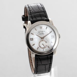 ROLEX - Cellini ref 5240 NOS, in platino con quadrante in madreperla, numeri arabi e secondi al sei, mai indossato corredato da scatola e garanzia  - Asta Orologio da polso e da tasca  - Associazione Nazionale - Case d'Asta italiane