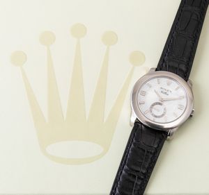 ROLEX - Cellini ref 5240 NOS, in platino con quadrante in madreperla, numeri arabi e secondi al sei, mai indossato corredato da scatola e garanzia  - Asta Orologio da polso e da tasca  - Associazione Nazionale - Case d'Asta italiane