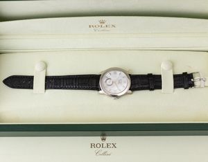 ROLEX - Cellini ref 5240 NOS, in platino con quadrante in madreperla, numeri arabi e secondi al sei, mai indossato corredato da scatola e garanzia  - Asta Orologio da polso e da tasca  - Associazione Nazionale - Case d'Asta italiane