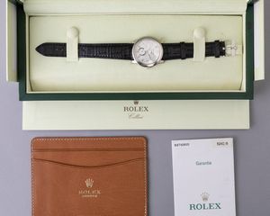 ROLEX - Cellini ref 5240 NOS, in platino con quadrante in madreperla, numeri arabi e secondi al sei, mai indossato corredato da scatola e garanzia  - Asta Orologio da polso e da tasca  - Associazione Nazionale - Case d'Asta italiane