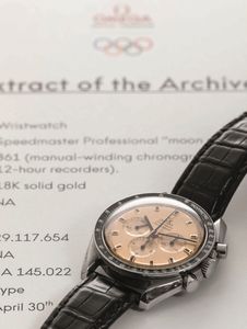 OMEGA - Speedmaster 145.022 cronografo professionale a carica manuale, tre contatori, cassa in acciaio e quadrante in oro con indici in Onice  - Asta Orologio da polso e da tasca  - Associazione Nazionale - Case d'Asta italiane