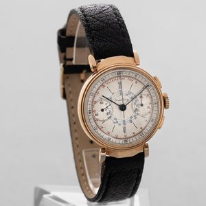 BREITLING - Ref 720 cronografo due contatori in oro 18k con anse snodate, quadrante Argent con scala telemetrica e tachimetrica  - Asta Orologio da polso e da tasca  - Associazione Nazionale - Case d'Asta italiane