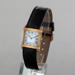 CARTIER - Tank Chinoise in oro giallo 18k, quadrante bianco con numeri Romani, movimento al quarzo, con scatola e garanzia  - Asta Orologio da polso e da tasca  - Associazione Nazionale - Case d'Asta italiane