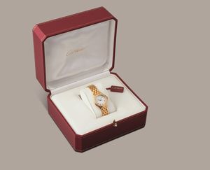 CARTIER - Panthere Cougar in oro giallo 18k, ghiera con brillanti, quadrante argent con numeri Romani, datario, sfere in acciaio azzurrato, scatola e garanzia  - Asta Orologio da polso e da tasca  - Associazione Nazionale - Case d'Asta italiane