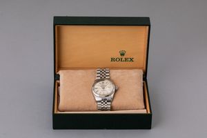 ROLEX - Datejust 16014 cassa in acciaio con lunetta zigrinata in oro bianco, quadrante Argent con indici a bastone, bracciale Jubile, movimento automatico con datario  - Asta Orologio da polso e da tasca  - Associazione Nazionale - Case d'Asta italiane